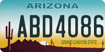 AZ license plate ABD4086