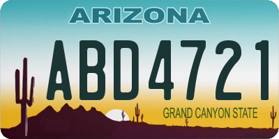 AZ license plate ABD4721