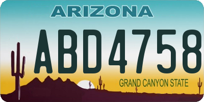 AZ license plate ABD4758