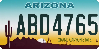 AZ license plate ABD4765