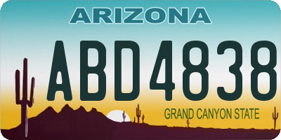 AZ license plate ABD4838