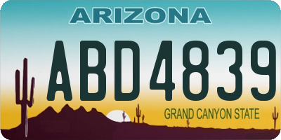 AZ license plate ABD4839