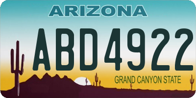 AZ license plate ABD4922