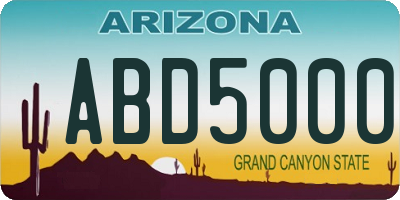 AZ license plate ABD5000