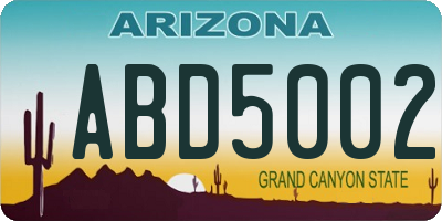 AZ license plate ABD5002