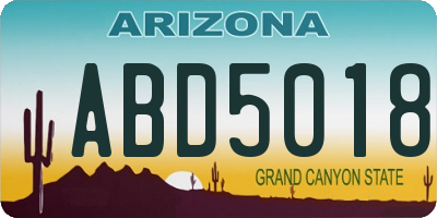 AZ license plate ABD5018