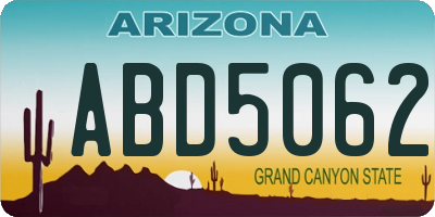 AZ license plate ABD5062