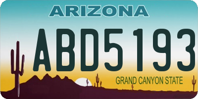 AZ license plate ABD5193