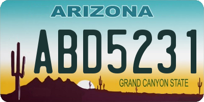 AZ license plate ABD5231