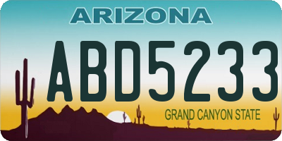 AZ license plate ABD5233