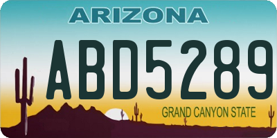 AZ license plate ABD5289