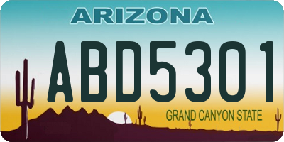 AZ license plate ABD5301