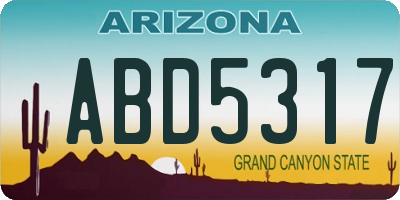 AZ license plate ABD5317