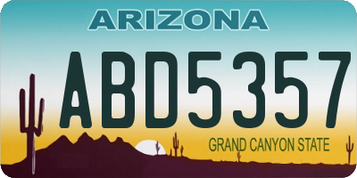 AZ license plate ABD5357