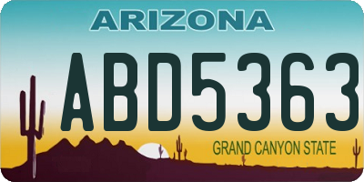 AZ license plate ABD5363