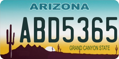 AZ license plate ABD5365