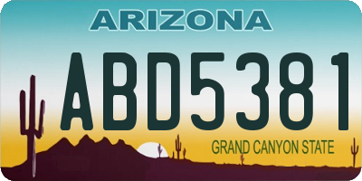AZ license plate ABD5381