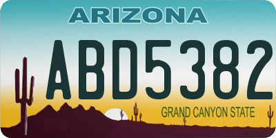 AZ license plate ABD5382