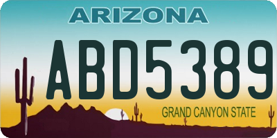AZ license plate ABD5389