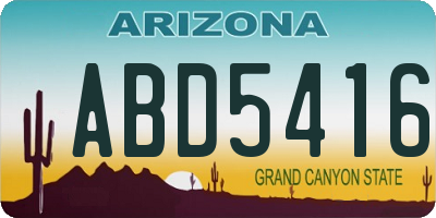 AZ license plate ABD5416