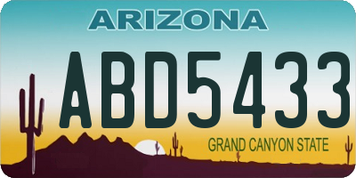 AZ license plate ABD5433