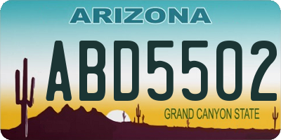 AZ license plate ABD5502