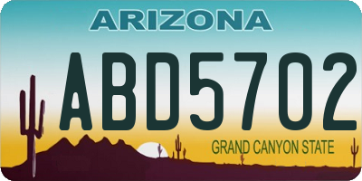 AZ license plate ABD5702