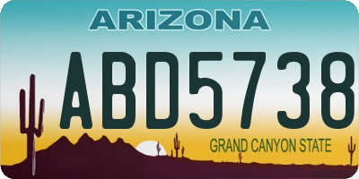 AZ license plate ABD5738