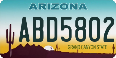 AZ license plate ABD5802