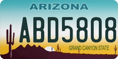 AZ license plate ABD5808