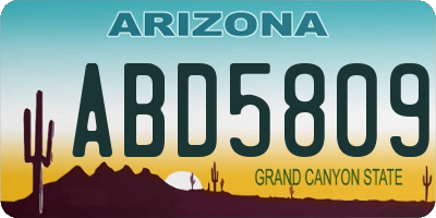 AZ license plate ABD5809