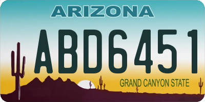 AZ license plate ABD6451