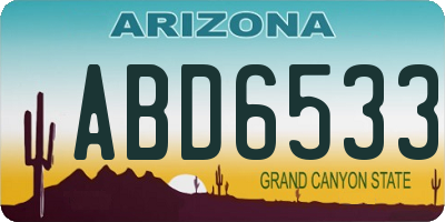 AZ license plate ABD6533