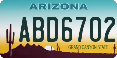 AZ license plate ABD6702