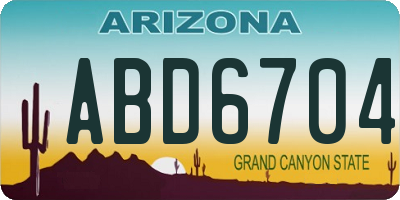 AZ license plate ABD6704