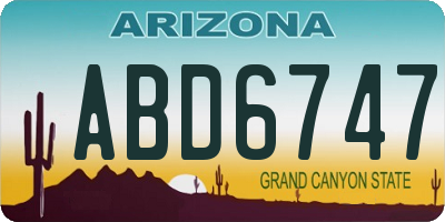 AZ license plate ABD6747