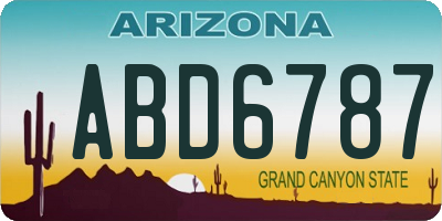 AZ license plate ABD6787