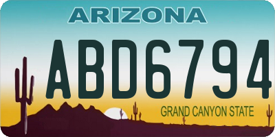AZ license plate ABD6794