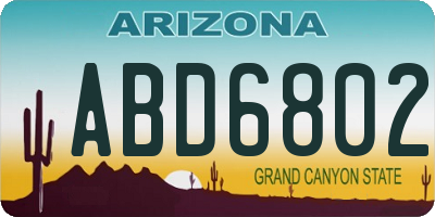 AZ license plate ABD6802