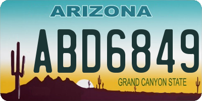 AZ license plate ABD6849