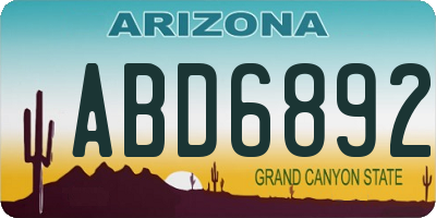 AZ license plate ABD6892