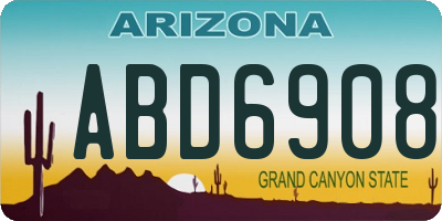 AZ license plate ABD6908