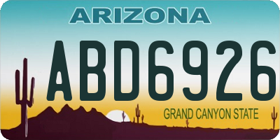 AZ license plate ABD6926