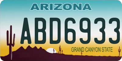 AZ license plate ABD6933