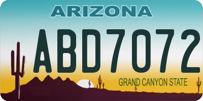 AZ license plate ABD7072