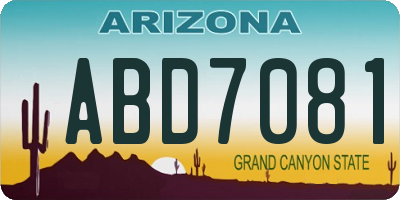AZ license plate ABD7081