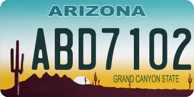 AZ license plate ABD7102