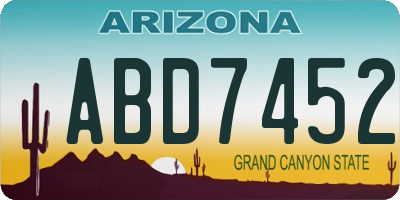 AZ license plate ABD7452