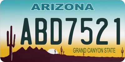 AZ license plate ABD7521