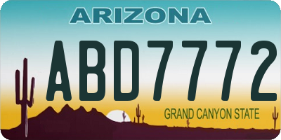AZ license plate ABD7772